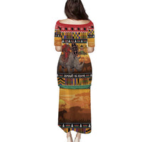 Kenya Safari Christmas Puletasi Black Santa Riding Rhinoceros - Heri ya Krismasi - Wonder Print Shop