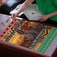 Kenya Safari Christmas Puzzle Black Santa Riding Rhinoceros - Heri ya Krismasi - Wonder Print Shop