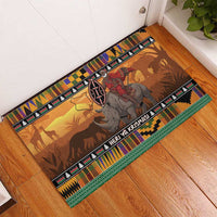 Kenya Safari Christmas Rubber Doormat Black Santa Riding Rhinoceros - Heri ya Krismasi - Wonder Print Shop