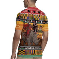 Kenya Safari Christmas Rugby Jersey Black Santa Riding Rhinoceros - Heri ya Krismasi - Wonder Print Shop