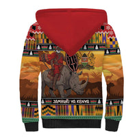 Kenya Safari Christmas Sherpa Hoodie Black Santa Riding Rhinoceros - Heri ya Krismasi - Wonder Print Shop