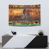 Kenya Safari Christmas Tapestry Black Santa Riding Rhinoceros - Heri ya Krismasi - Wonder Print Shop