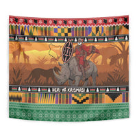 Kenya Safari Christmas Tapestry Black Santa Riding Rhinoceros - Heri ya Krismasi - Wonder Print Shop