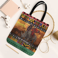 Kenya Safari Christmas Tote Bag Black Santa Riding Rhinoceros - Heri ya Krismasi - Wonder Print Shop