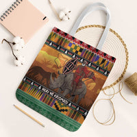Kenya Safari Christmas Tote Bag Black Santa Riding Rhinoceros - Heri ya Krismasi - Wonder Print Shop