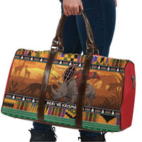 Kenya Safari Christmas Travel Bag Black Santa Riding Rhinoceros - Heri ya Krismasi - Wonder Print Shop