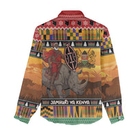 Kenya Safari Christmas Women Casual Shirt Black Santa Riding Rhinoceros - Heri ya Krismasi - Wonder Print Shop