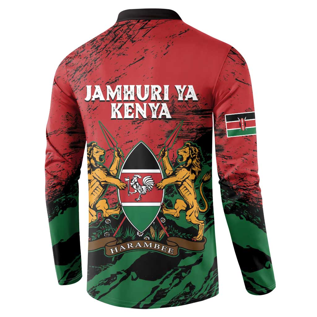 Kenya Independence Day Button Sweatshirt 61st Anniversary - Coat Of Arms - Wonder Print Shop