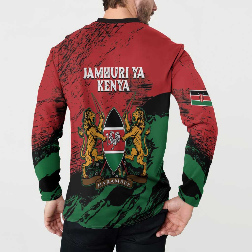 Kenya Independence Day Button Sweatshirt 61st Anniversary - Coat Of Arms - Wonder Print Shop