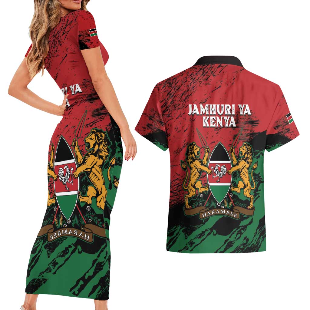 Kenya Independence Day Couples Matching Short Sleeve Bodycon Dress and Hawaiian Shirt 61st Anniversary - Coat Of Arms - Wonder Print Shop