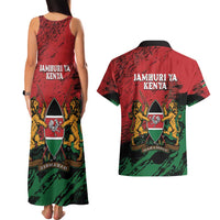 Kenya Independence Day Couples Matching Tank Maxi Dress and Hawaiian Shirt 61st Anniversary - Coat Of Arms - Wonder Print Shop