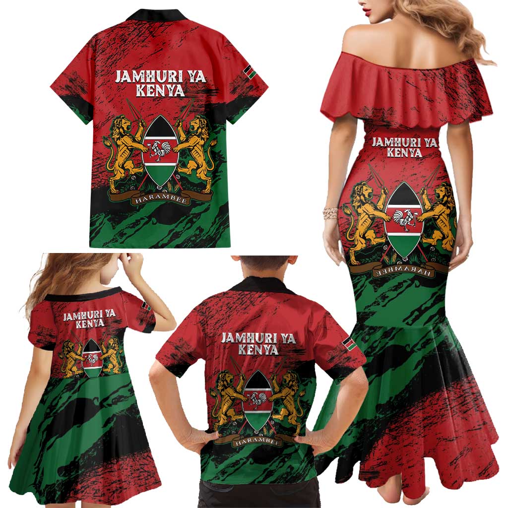 Kenya Independence Day Family Matching Mermaid Dress and Hawaiian Shirt 61st Anniversary - Coat Of Arms - Wonder Print Shop