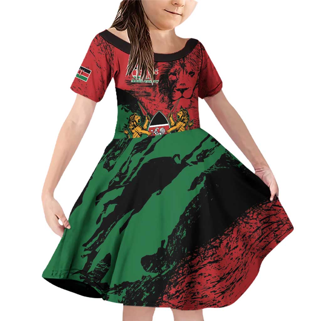 Kenya Independence Day Family Matching Off Shoulder Short Dress and Hawaiian Shirt 61st Anniversary - Coat Of Arms - Wonder Print Shop