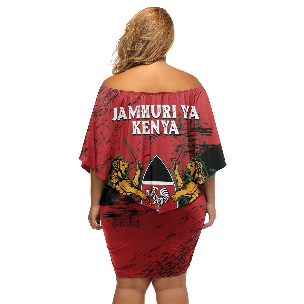 Kenya Independence Day Family Matching Off Shoulder Short Dress and Hawaiian Shirt 61st Anniversary - Coat Of Arms - Wonder Print Shop