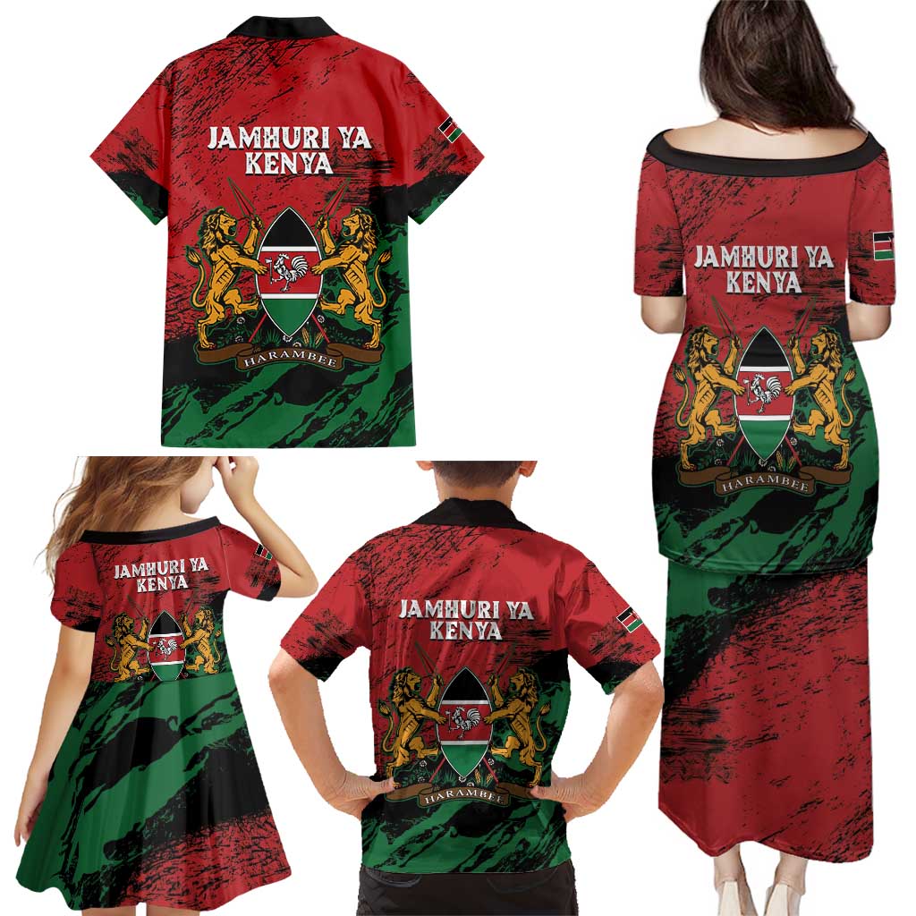 Kenya Independence Day Family Matching Puletasi and Hawaiian Shirt 61st Anniversary - Coat Of Arms - Wonder Print Shop