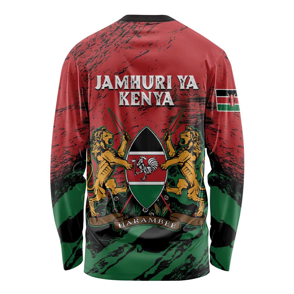 Kenya Independence Day Long Sleeve Shirt 61st Anniversary - Coat Of Arms - Wonder Print Shop