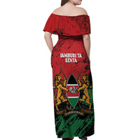 Kenya Independence Day Off Shoulder Maxi Dress 61st Anniversary - Coat Of Arms - Wonder Print Shop