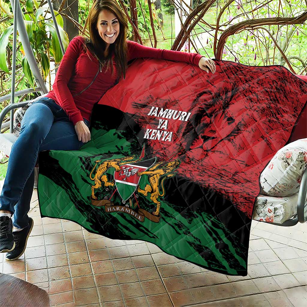 Kenya Independence Day Quilt 61st Anniversary - Coat Of Arms - Wonder Print Shop