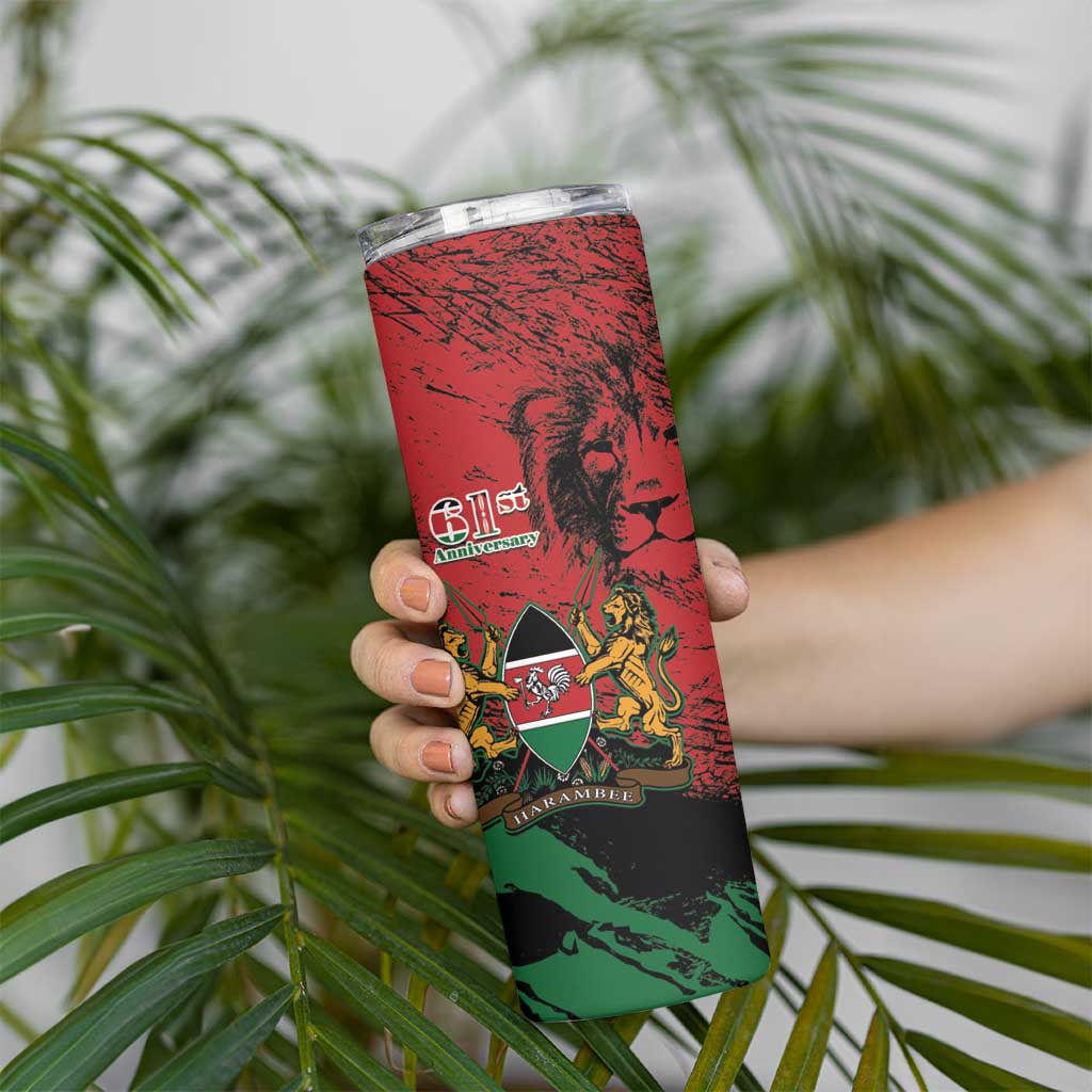 Kenya Independence Day Skinny Tumbler 61st Anniversary - Coat Of Arms - Wonder Print Shop