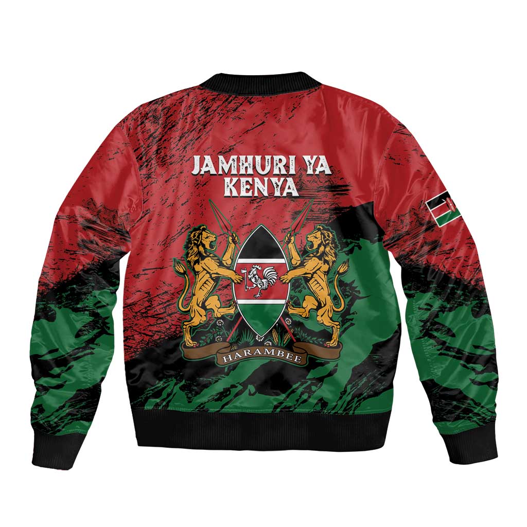 Kenya Independence Day Sleeve Zip Bomber Jacket 61st Anniversary - Coat Of Arms - Wonder Print Shop
