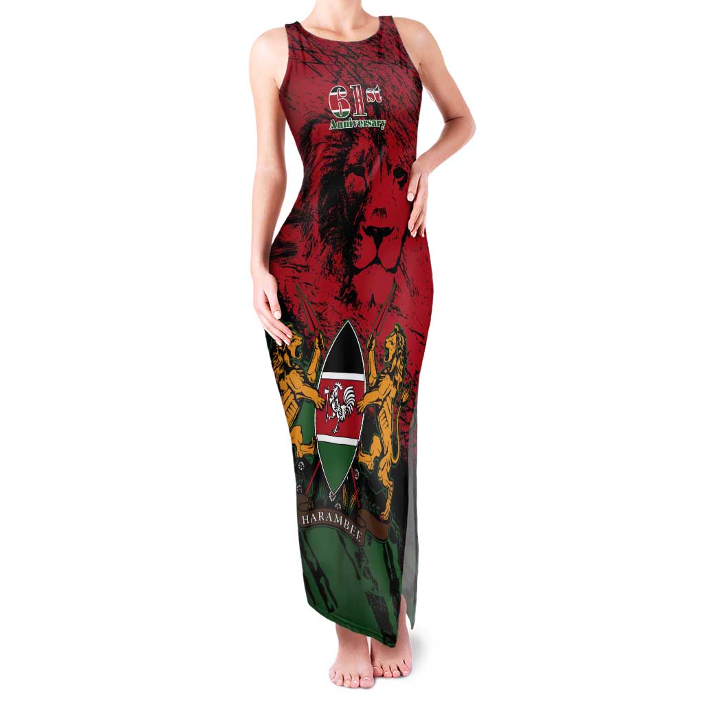 Kenya Independence Day Tank Maxi Dress 61st Anniversary - Coat Of Arms - Wonder Print Shop