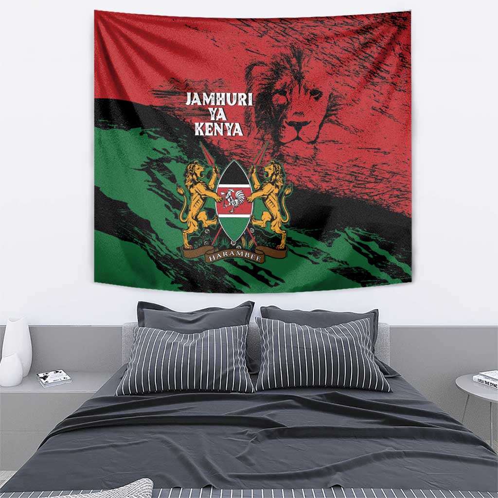 Kenya Independence Day Tapestry 61st Anniversary - Coat Of Arms - Wonder Print Shop