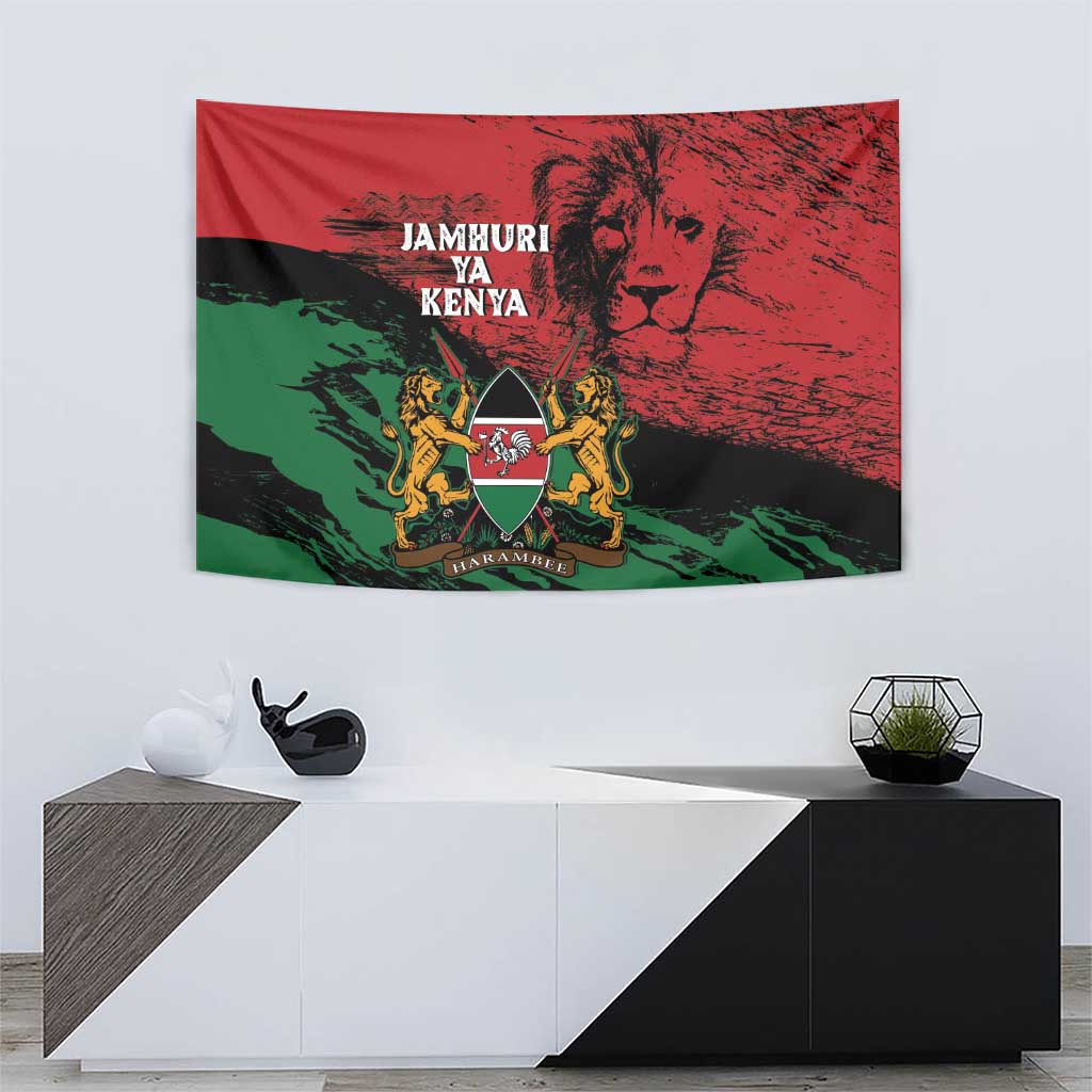 Kenya Independence Day Tapestry 61st Anniversary - Coat Of Arms - Wonder Print Shop