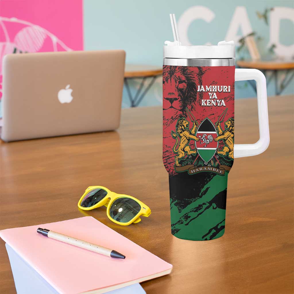 Kenya Independence Day Tumbler With Handle 61st Anniversary - Coat Of Arms - Wonder Print Shop