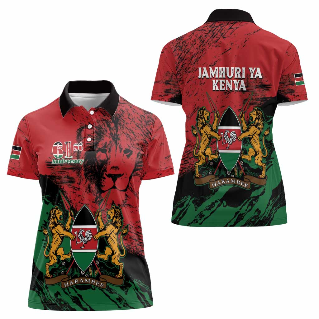 Kenya Independence Day Women Polo Shirt 61st Anniversary - Coat Of Arms - Wonder Print Shop
