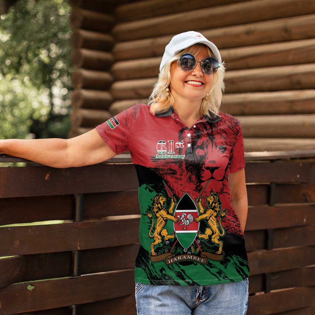 Kenya Independence Day Women Polo Shirt 61st Anniversary - Coat Of Arms - Wonder Print Shop