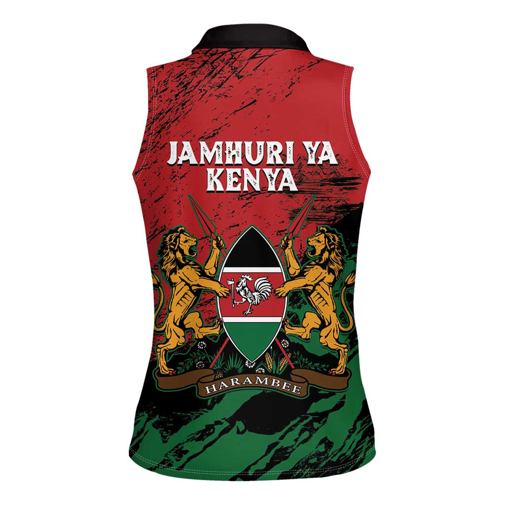 Kenya Independence Day Women Sleeveless Polo Shirt 61st Anniversary - Coat Of Arms - Wonder Print Shop