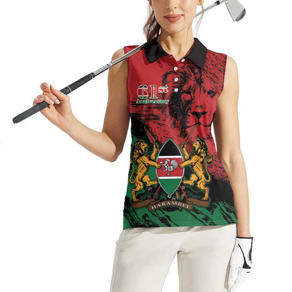Kenya Independence Day Women Sleeveless Polo Shirt 61st Anniversary - Coat Of Arms - Wonder Print Shop