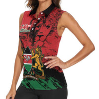 Kenya Independence Day Women Sleeveless Polo Shirt 61st Anniversary - Coat Of Arms - Wonder Print Shop