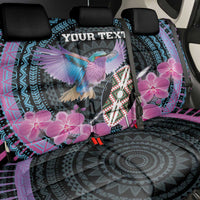 Personalised Kenya Lilac Breasted Roller Back Car Seat Cover Mix Maasai Shield With Orchid Flower - Wonder Print Shop