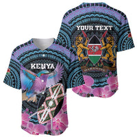 Personalised Kenya Lilac Breasted Roller Baseball Jersey Mix Maasai Shield With Orchid Flower - Wonder Print Shop