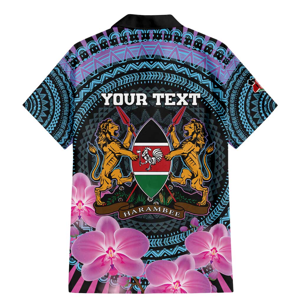 Personalised Kenya Lilac Breasted Roller Family Matching Mermaid Dress and Hawaiian Shirt Mix Maasai Shield With Orchid Flower - Wonder Print Shop