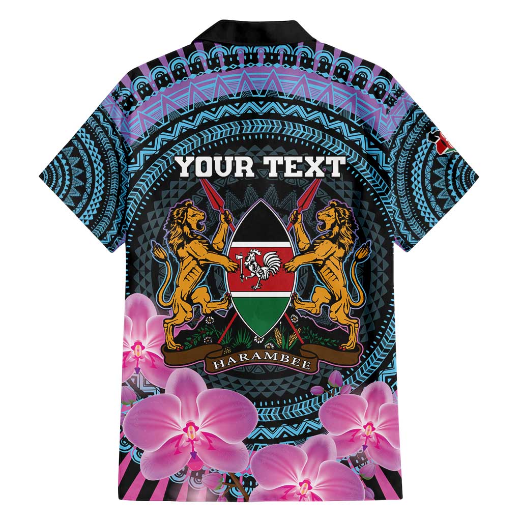 Personalised Kenya Lilac Breasted Roller Family Matching Tank Maxi Dress and Hawaiian Shirt Mix Maasai Shield With Orchid Flower - Wonder Print Shop