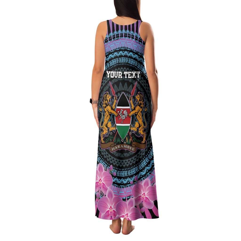 Personalised Kenya Lilac Breasted Roller Family Matching Tank Maxi Dress and Hawaiian Shirt Mix Maasai Shield With Orchid Flower - Wonder Print Shop