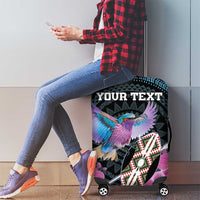 Personalised Kenya Lilac Breasted Roller Luggage Cover Mix Maasai Shield With Orchid Flower - Wonder Print Shop