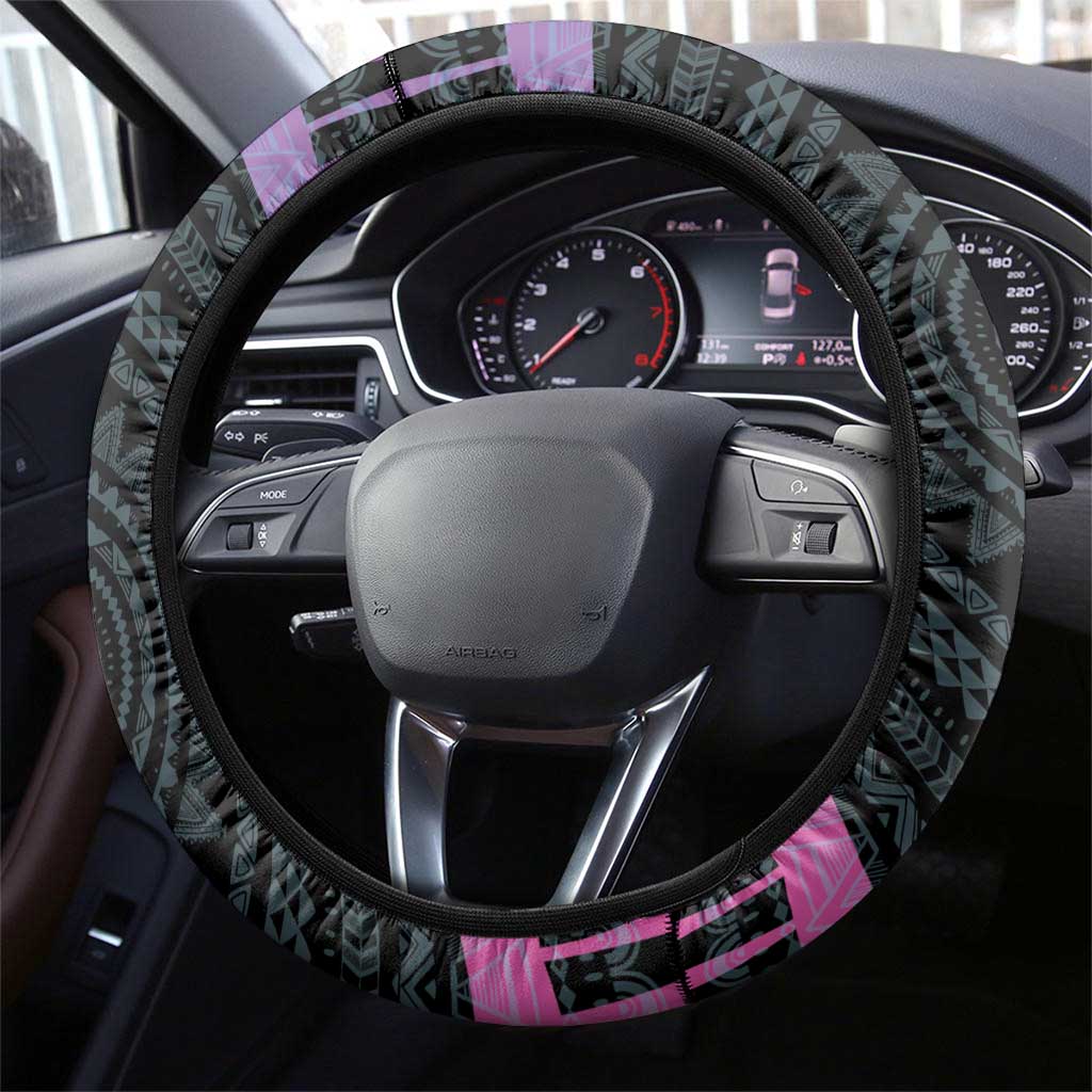Kenya Lilac Breasted Roller Steering Wheel Cover Mix Maasai Shield With Orchid Flower - Wonder Print Shop