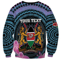 Personalised Kenya Lilac Breasted Roller Sweatshirt Mix Maasai Shield With Orchid Flower - Wonder Print Shop
