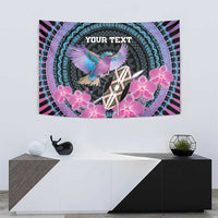 Personalised Kenya Lilac Breasted Roller Tapestry Mix Maasai Shield With Orchid Flower - Wonder Print Shop