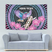 Personalised Kenya Lilac Breasted Roller Tapestry Mix Maasai Shield With Orchid Flower - Wonder Print Shop