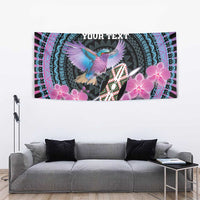 Personalised Kenya Lilac Breasted Roller Tapestry Mix Maasai Shield With Orchid Flower - Wonder Print Shop