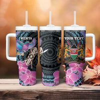 Personalised Kenya Lilac Breasted Roller Tumbler With Handle Mix Maasai Shield With Orchid Flower - Wonder Print Shop
