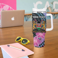 Personalised Kenya Lilac Breasted Roller Tumbler With Handle Mix Maasai Shield With Orchid Flower - Wonder Print Shop
