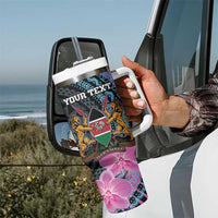 Personalised Kenya Lilac Breasted Roller Tumbler With Handle Mix Maasai Shield With Orchid Flower - Wonder Print Shop
