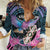 Personalised Kenya Lilac Breasted Roller Women Casual Shirt Mix Maasai Shield With Orchid Flower - Wonder Print Shop
