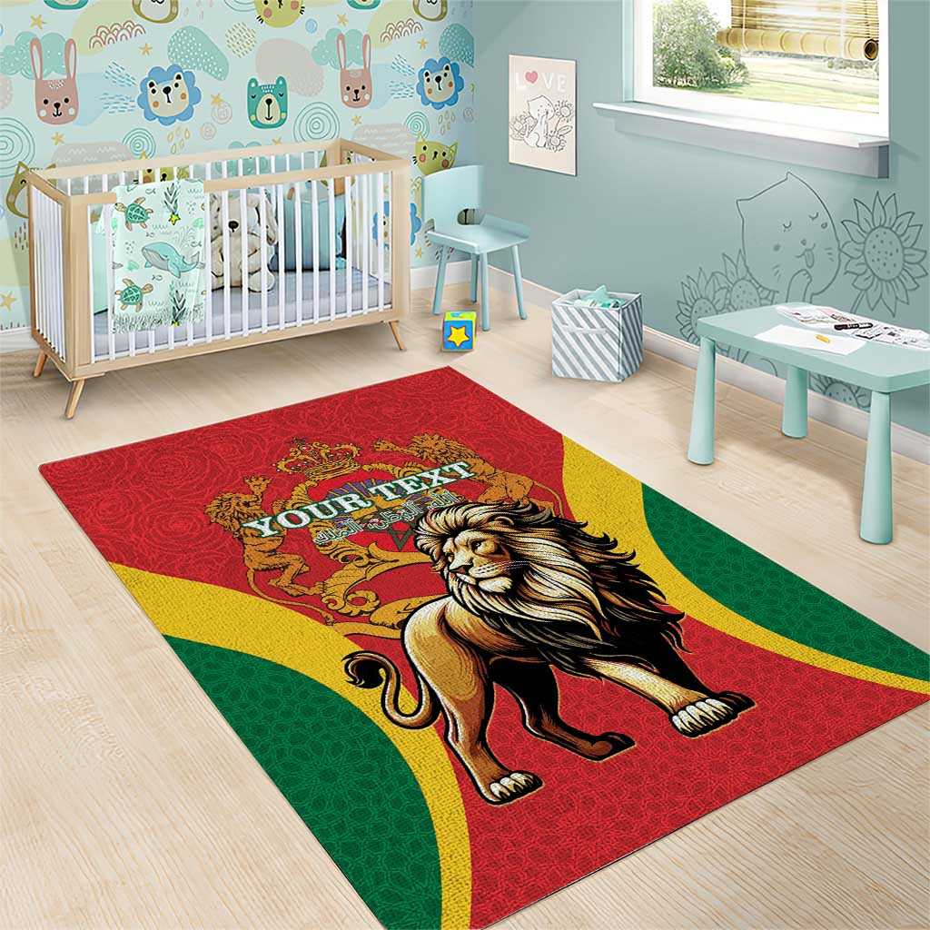 Personalised Morocco Proclamation Day Area Rug Barbary Lion Mix Islamic Pattern - Wonder Print Shop