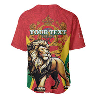 Personalised Morocco Proclamation Day Baseball Jersey Barbary Lion Mix Islamic Pattern - Wonder Print Shop